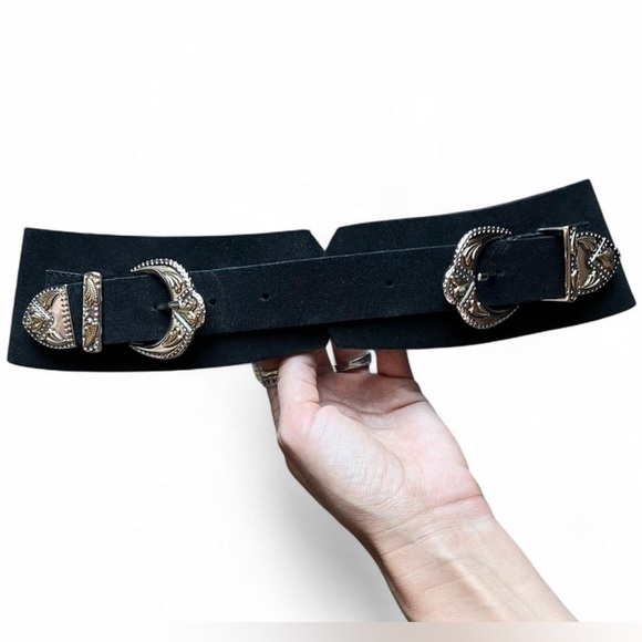 Maje Black Double Buckle Waist Belt- XS- Medium